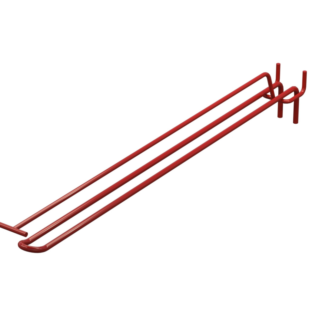 Гачок подвійний з цінникоутримувачем для перфорації L-400 мм, d-5, Крок 45 Червоний RAL3020