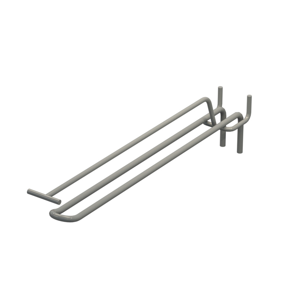 Крючок двойной с ценникодержателем для перфорации L-250 мм, d-5, Шаг 30 Серый RAL9006 