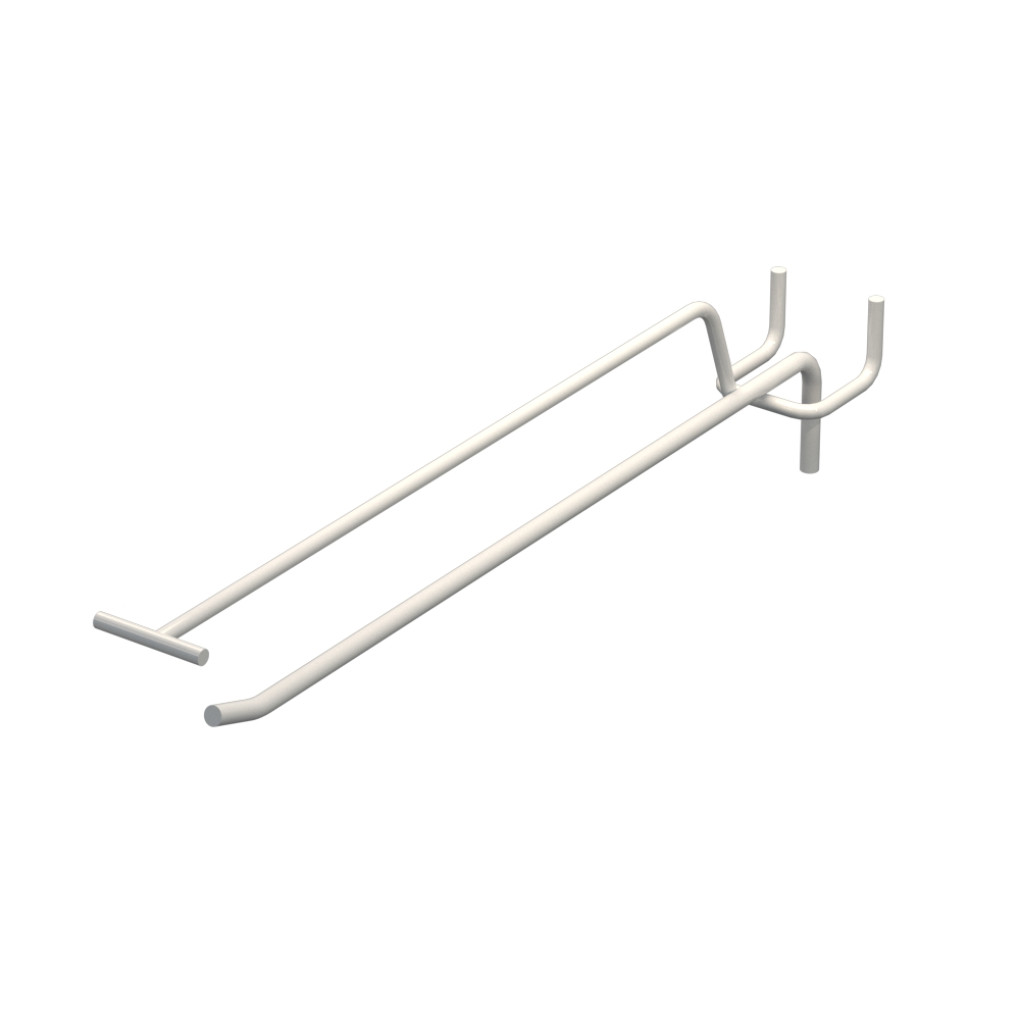 Крючок одинарный с ценникодержателем L-250 мм D-5 мм Белый