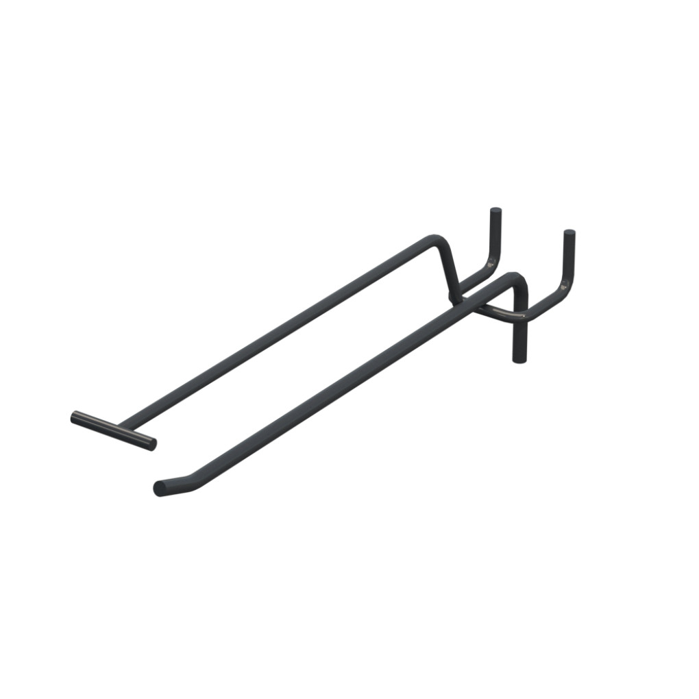 Крючок одинарный с ценникодержателем для перфорации L-200 мм, d-5, Шаг 25 Антрацит RAL7024