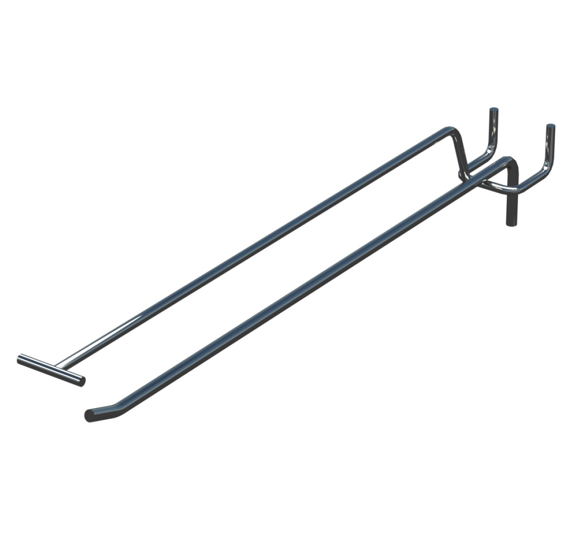 Крючок одинарный с ценникодержателем L-300 мм D-5 мм Хром