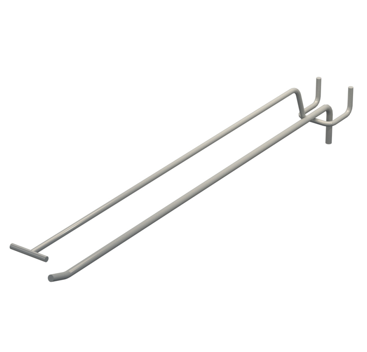 Крючок одинарный с ценникодержателем L-350 мм D-5 мм Светло серый