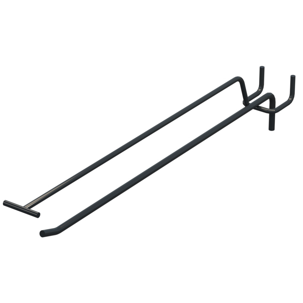 Крючок одинарный с ценникодержателем для перфорации L-300 мм, d-5, Шаг 25 Графитовый RAL7016