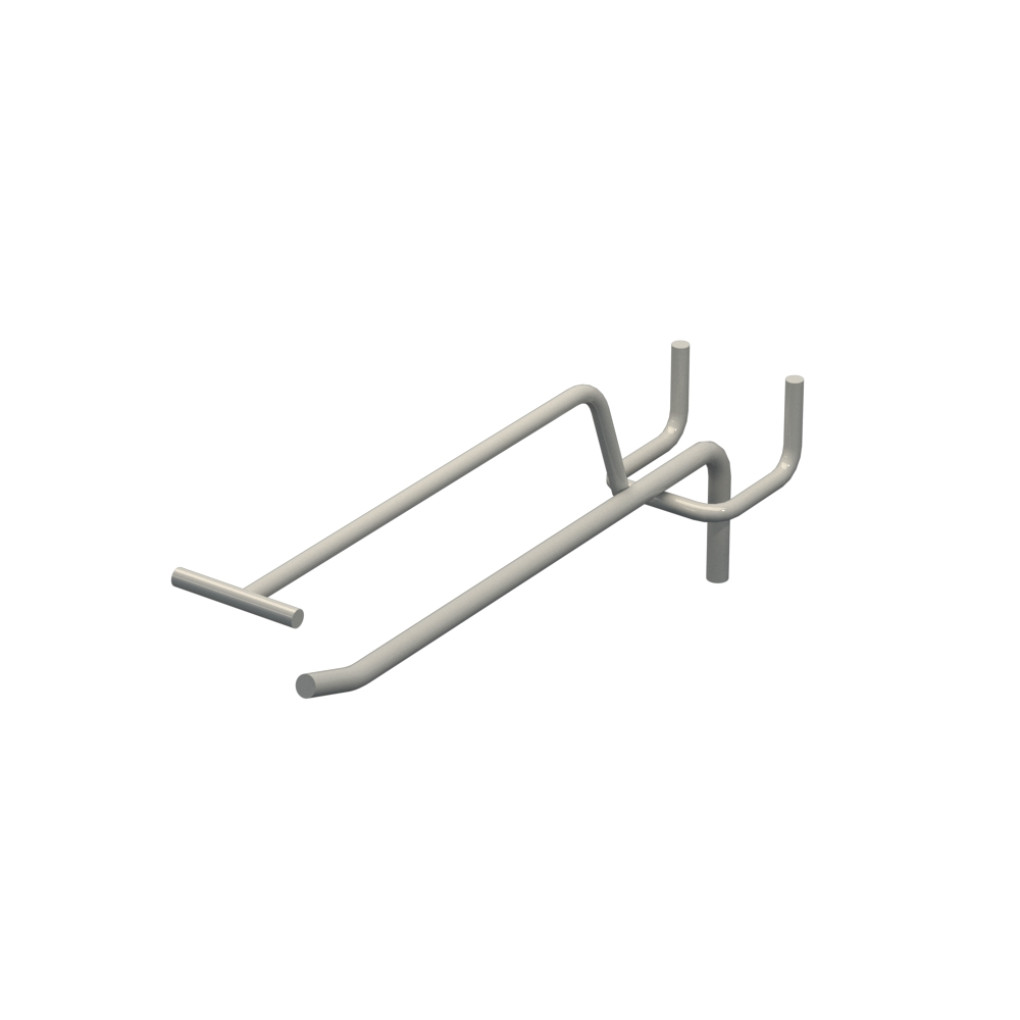 Крючок одинарный с ценникодержателем L-150 мм D-5 мм Светло серый