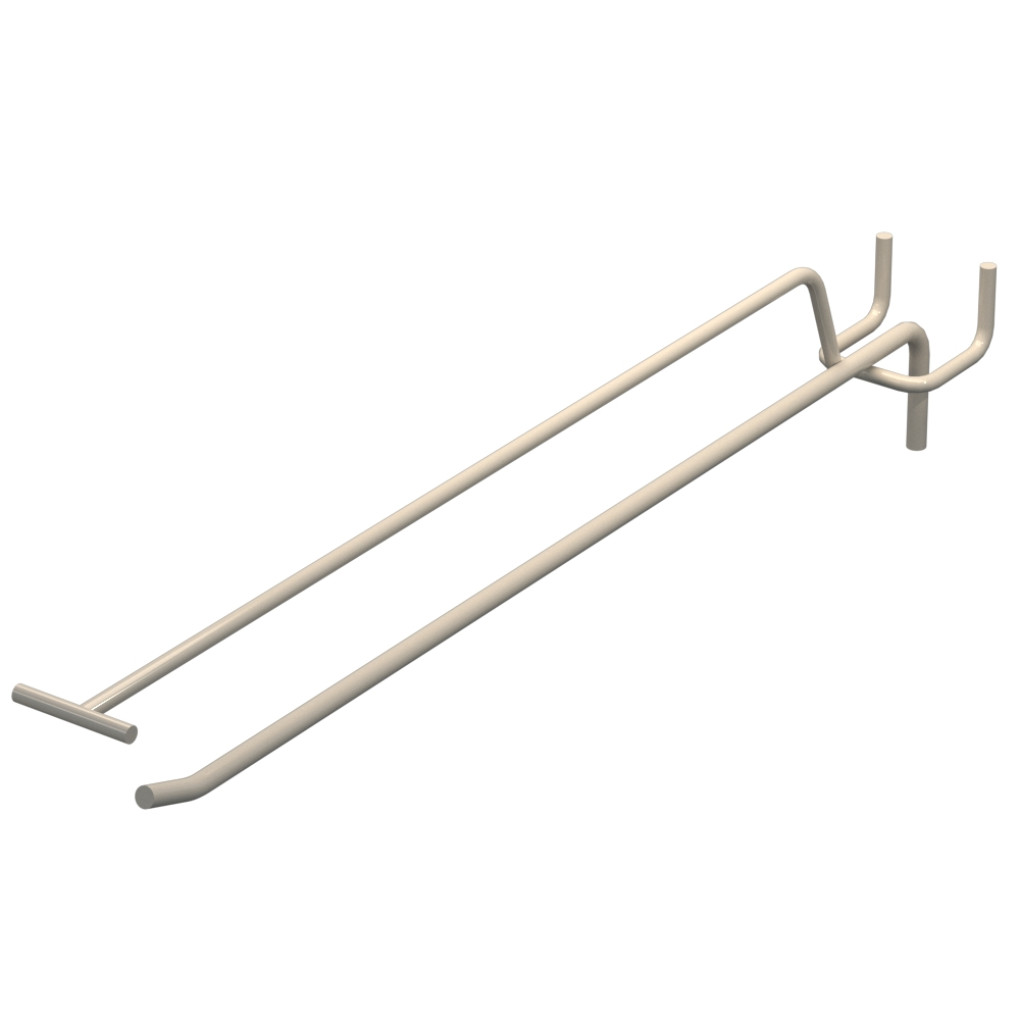 Крючок одинарный с ценникодержателем L-300 мм D-5 мм Бежевый