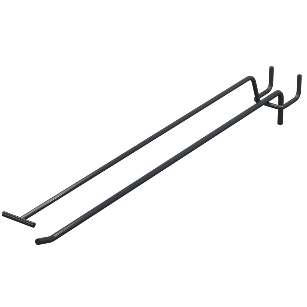 Крючок одинарный с ценникодержателем для перфорации L-350 мм, d-5, Шаг 40 Антрацит RAL7024