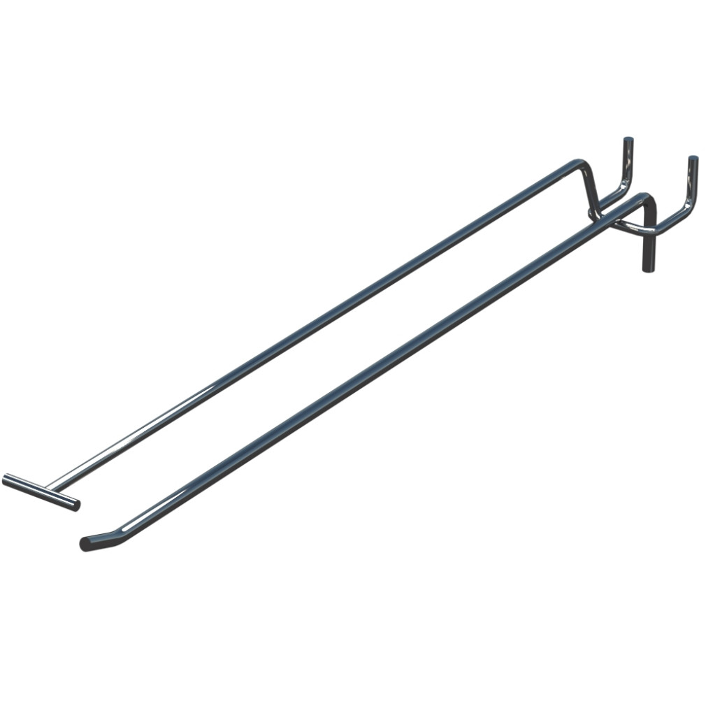 Крючок одинарный с ценникодержателем L-350 мм D-5 мм Хром