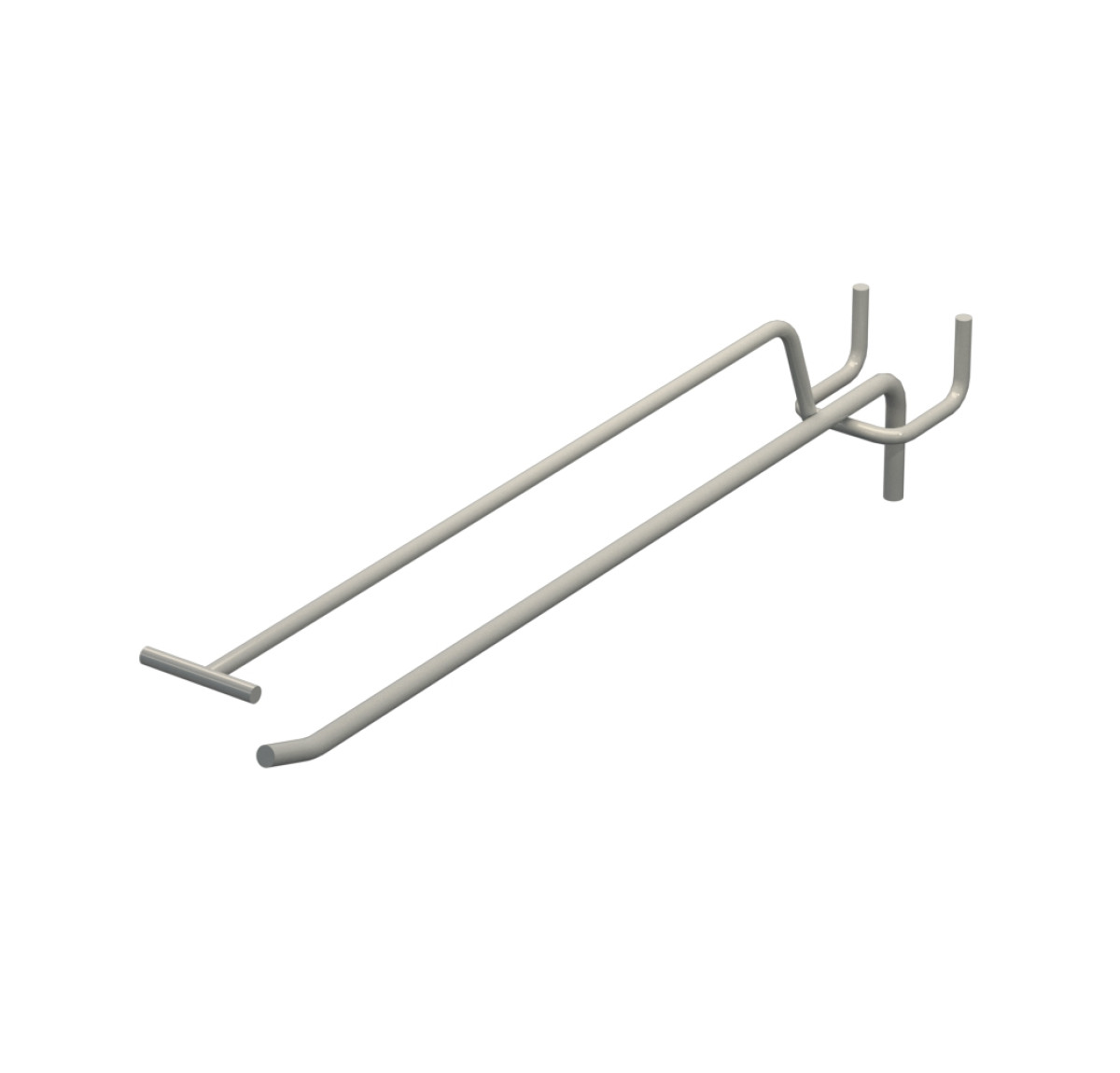 Крючок одинарный с ценникодержателем L-250 мм D-5 мм Светло серый