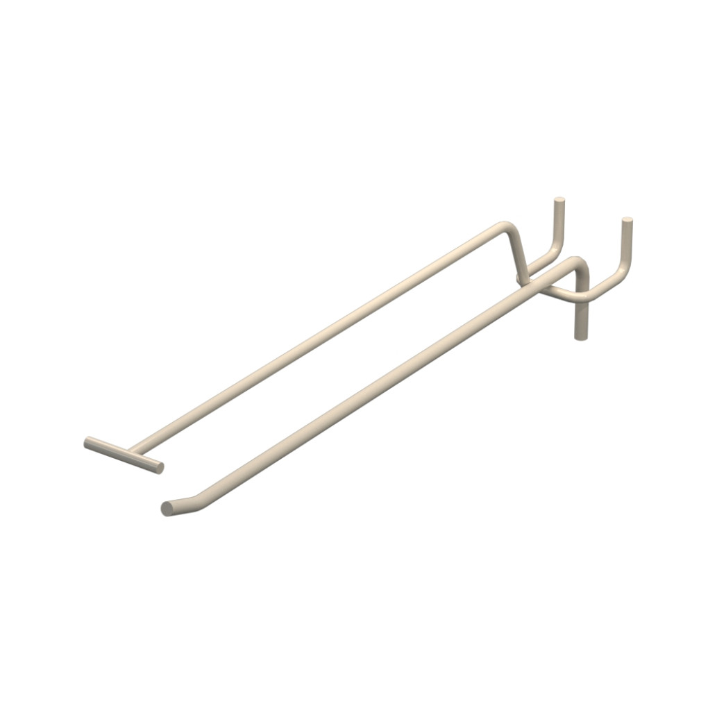 Крючок одинарный с ценникодержателем для перфорации L-250 мм, d-5, Шаг 35 Бежевый RAL9001