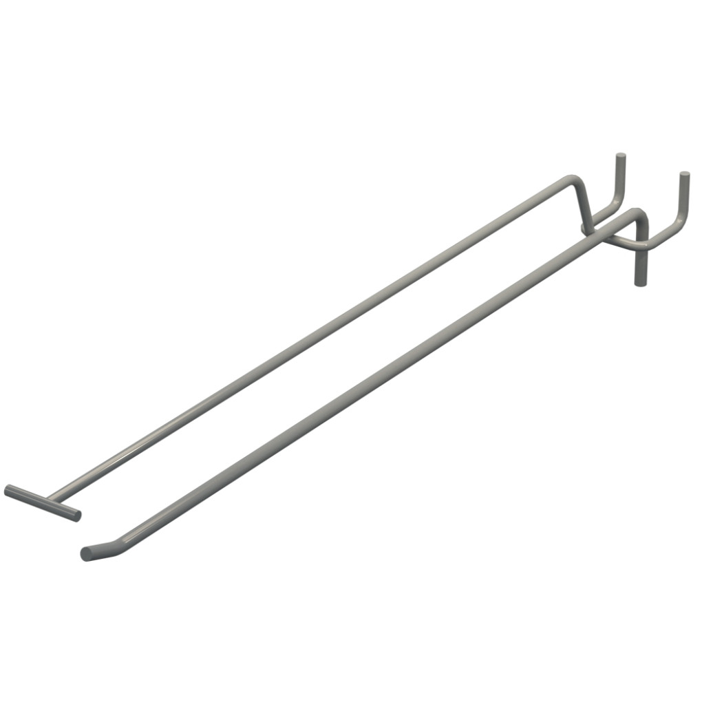 Крючок одинарный с ценникодержателем для перфорации L-350 мм, d-5, Шаг 50 Серый RAL9006