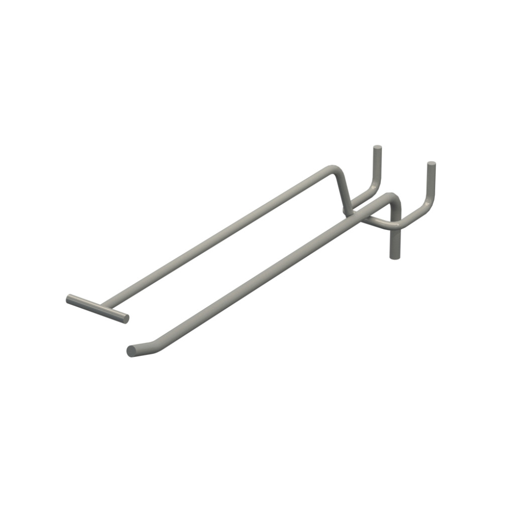 Крючок одинарный с ценникодержателем для перфорации L-200 мм, d-5, Шаг 40 Серый RAL9006