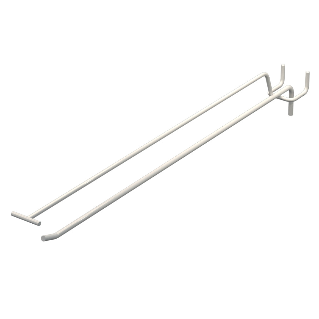 Крючок одинарный с ценникодержателем L-400 мм D-5 мм Белый