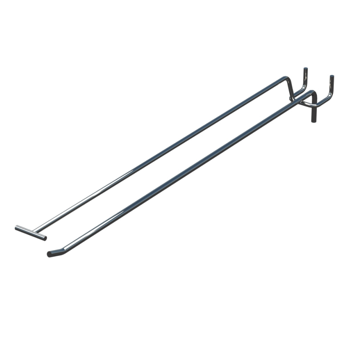 Крючок одинарный с ценникодержателем L-400 мм D-5 мм Хром