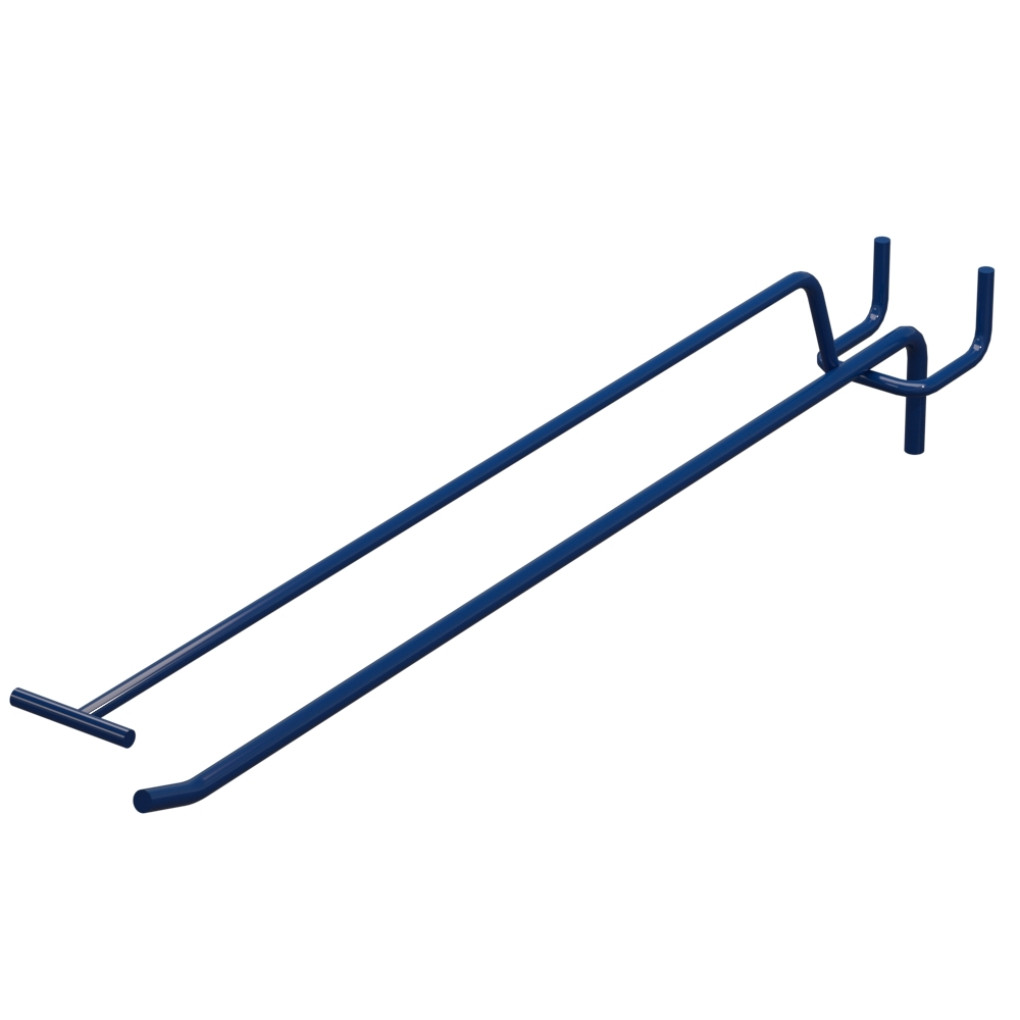 Крючок одинарный с ценникодержателем L-300 мм D-5 мм Синий