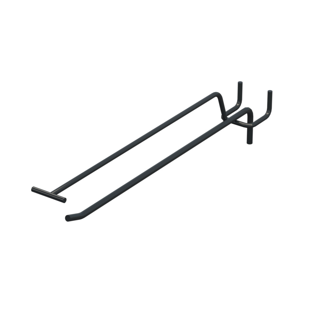 Крючок одинарный с ценникодержателем для перфорации L-250 мм, d-5, Шаг 25 Графитовый RAL7016