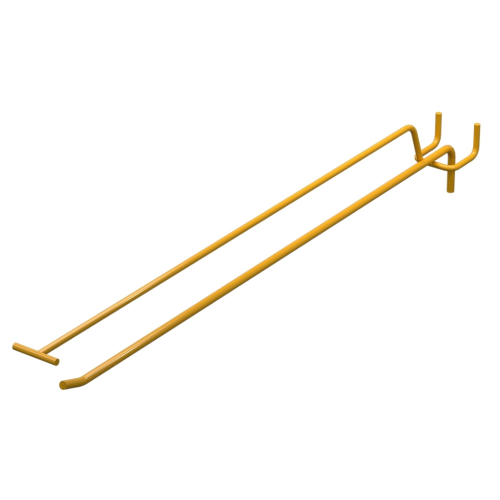 Крючок одинарный с ценникодержателем для перфорации L-400 мм, d-5, Шаг 35 Желтый RAL1023