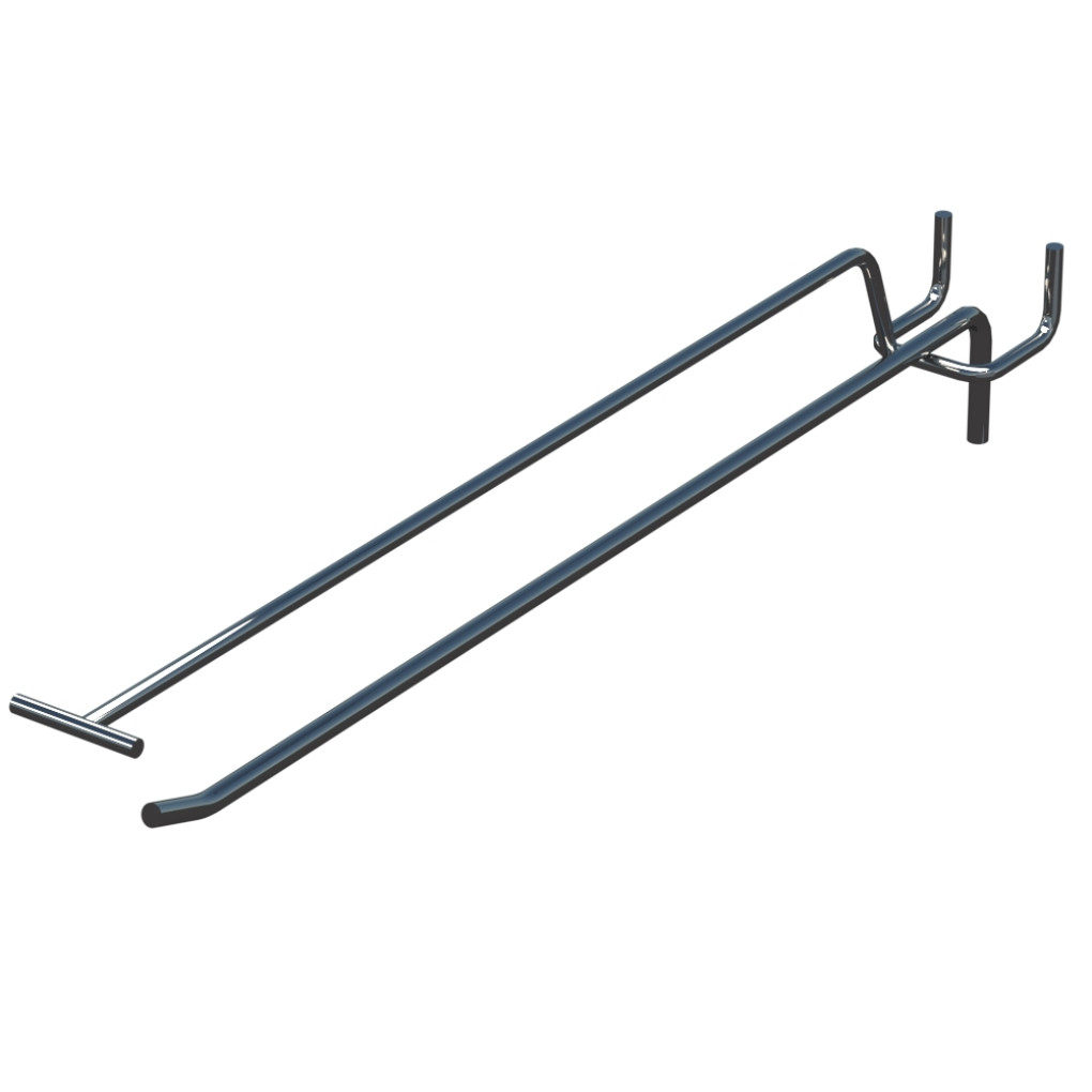 Крючок одинарный с ценникодержателем L-300 мм D-5 мм Хром