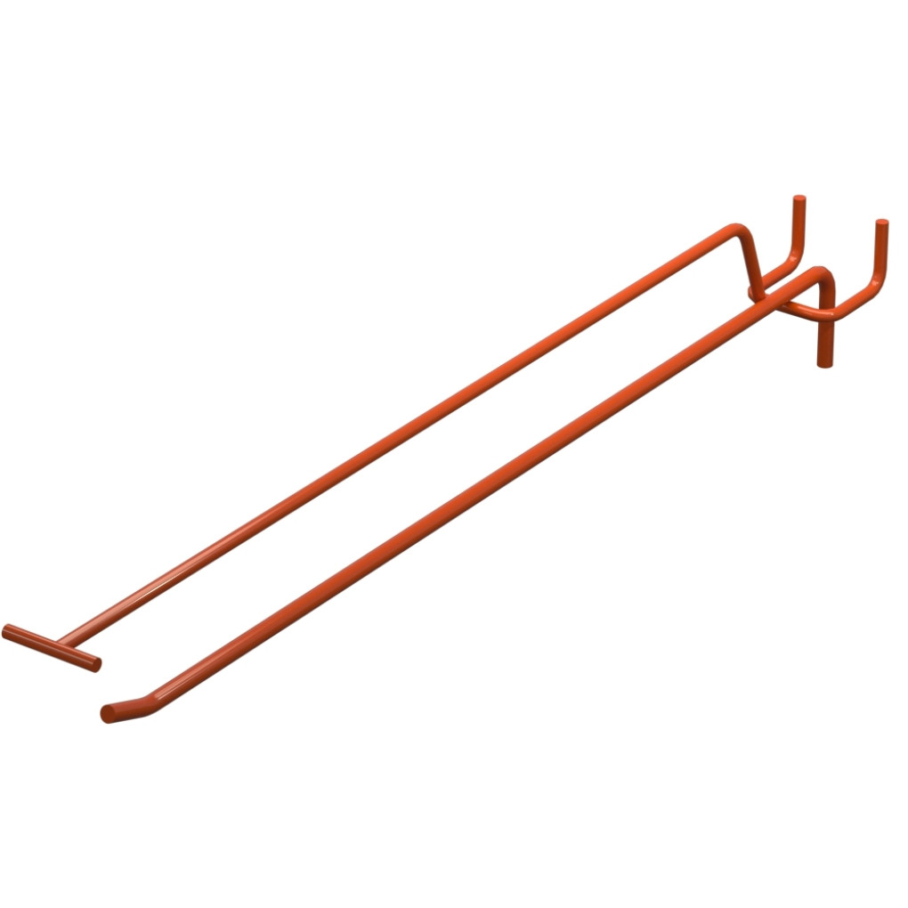 Крючок одинарный с ценникодержателем L-350 мм D-5 мм Оранжевый