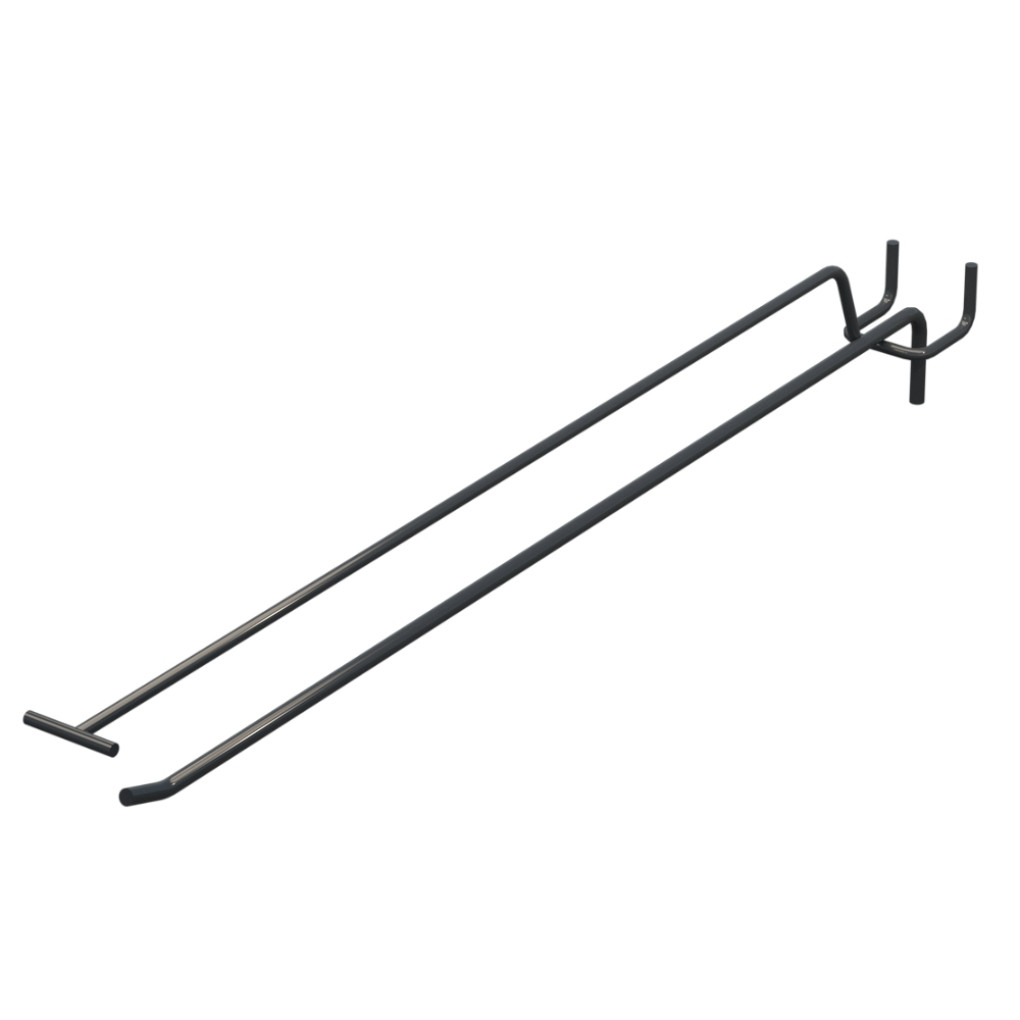 Крючок одинарный с ценникодержателем для перфорации L-400 мм, d-5, Шаг 25 Антрацит RAL7024