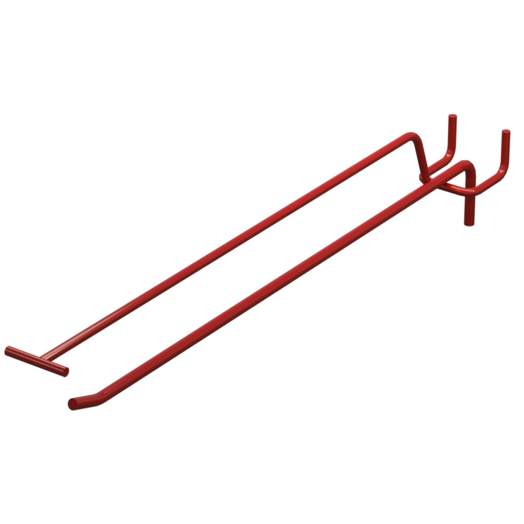 Крючок одинарный с ценникодержателем L-300 мм D-5 мм Красный
