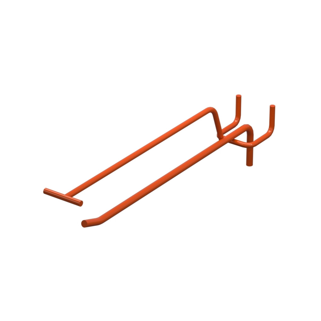 Крючок одинарный с ценникодержателем для перфорации L-200 мм, d-5, Шаг 35 Оранжевый RAL2004