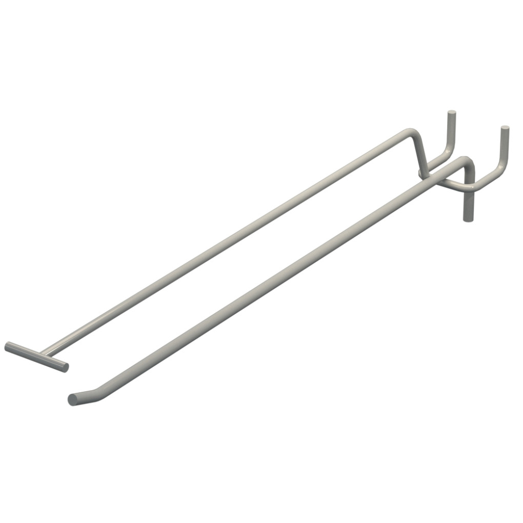 Крючок одинарный с ценникодержателем L-300 мм D-5 мм Светло серый