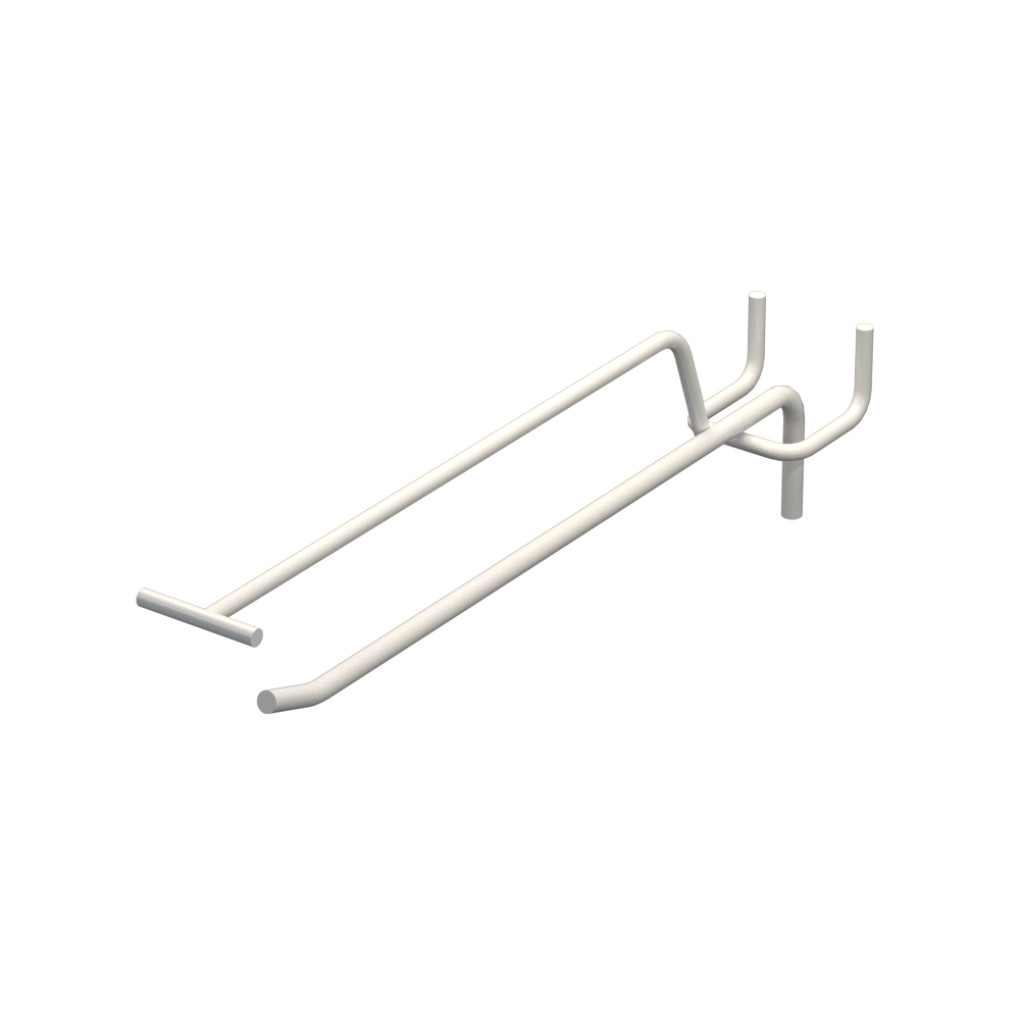 Крючок одинарный с ценникодержателем L-200 мм D-5 мм Белый