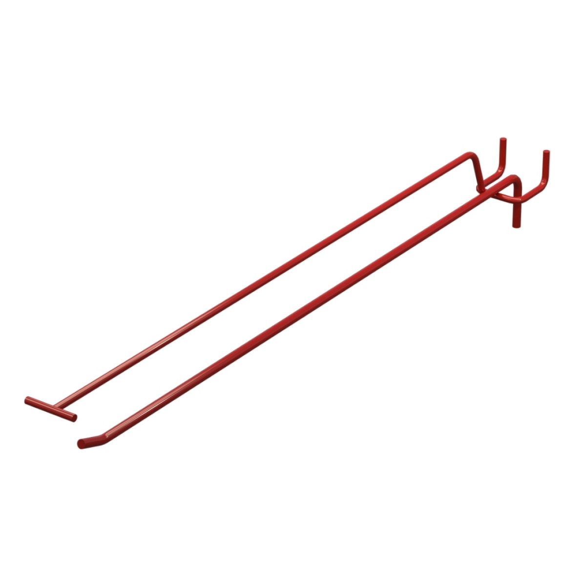 Крючок одинарный с ценникодержателем L-400 мм D-5 мм Красный