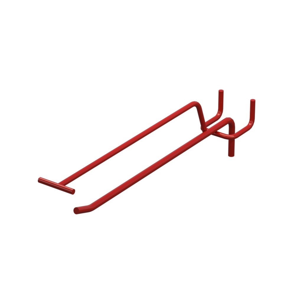 Крючок одинарный с ценникодержателем L-200 мм D-5 мм Красный