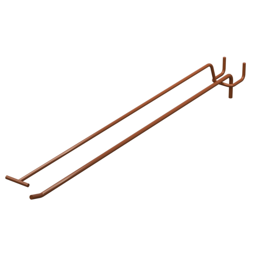 Крючок одинарный с ценникодержателем для перфорации L-400 мм, d-5, Шаг 50 Коричневый RAL8023