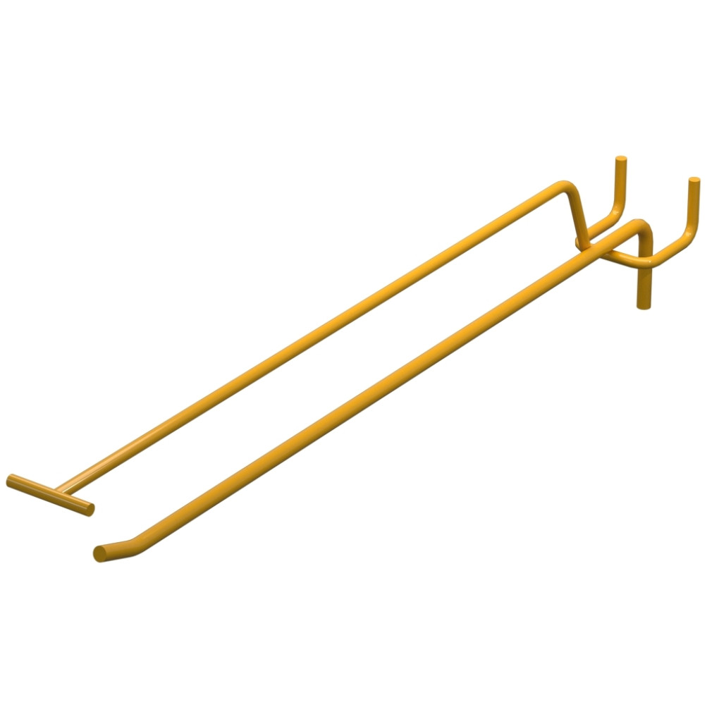 Крючок одинарный с ценникодержателем для перфорации L-300 мм, d-5, Шаг 50 Желтый RAL1023