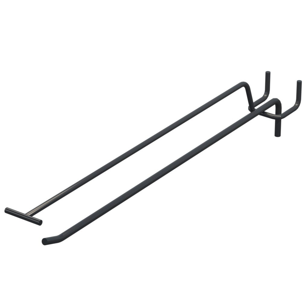 Крючок одинарный с ценникодержателем L-300 мм D-5 мм Антрацит