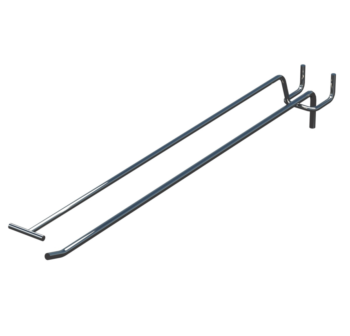 Крючок одинарный с ценникодержателем L-350 мм D-5 мм Хром