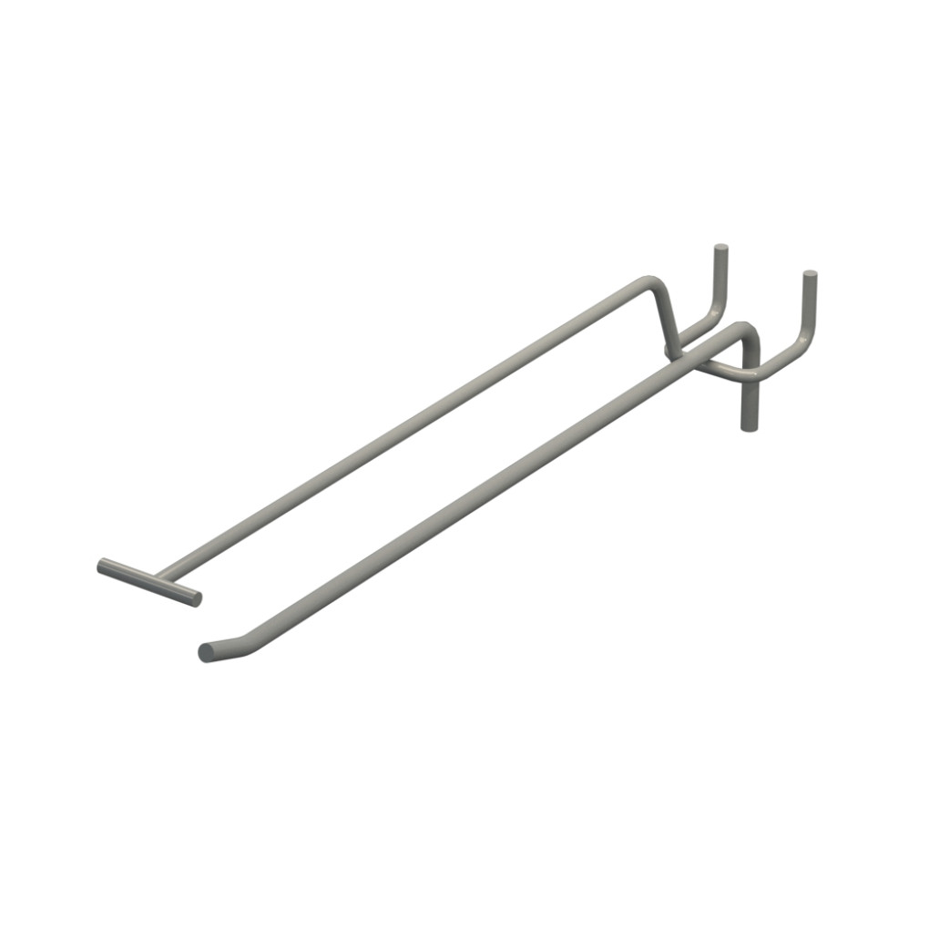 Крючок одинарный с ценникодержателем L-250 мм D-5 мм Серый