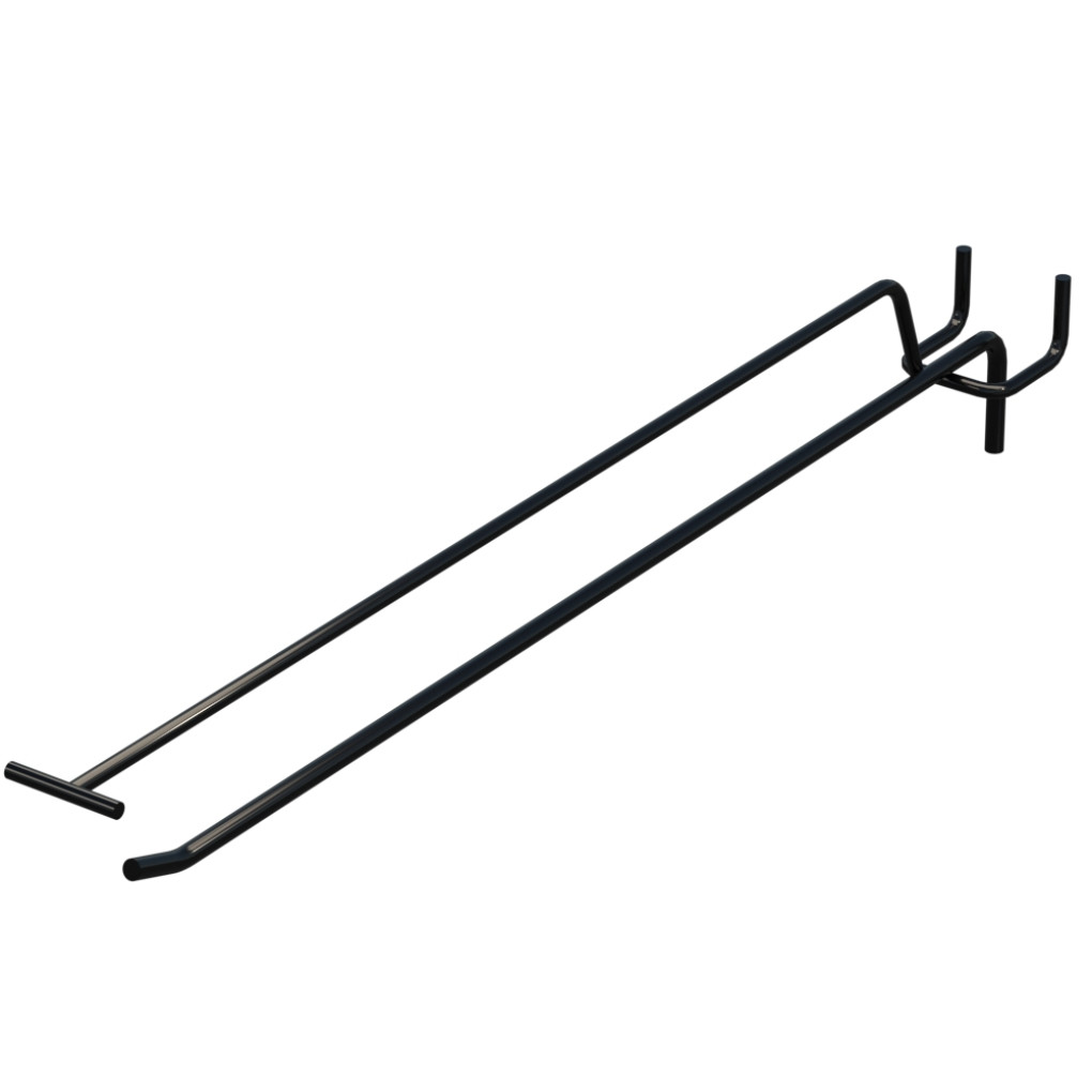 Крючок одинарный с ценникодержателем L-350 мм D-5 мм Черный