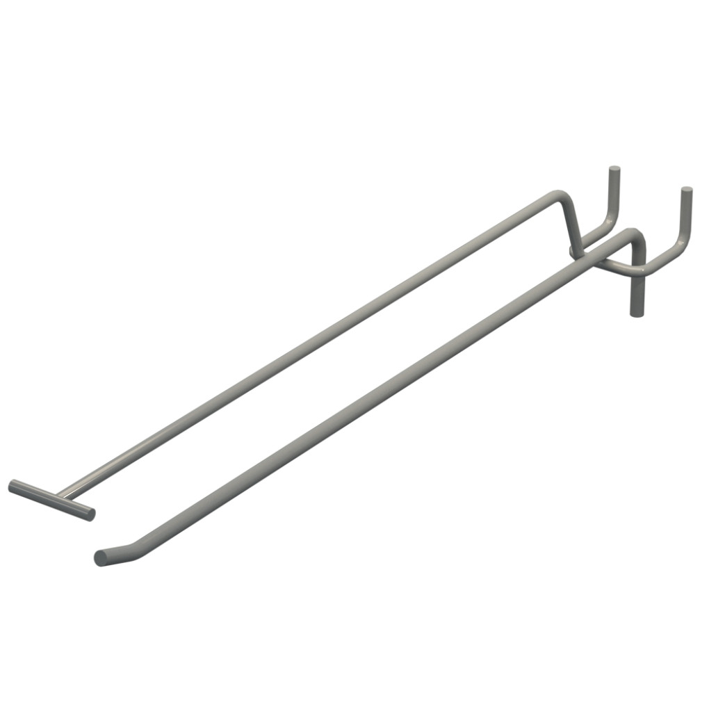 Крючок одинарный с ценникодержателем L-300 мм D-5 мм Серый