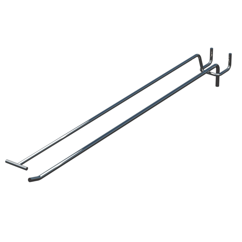 Крючок одинарный с ценникодержателем для перфорации L-400 мм, d-5, Шаг 50 Хром