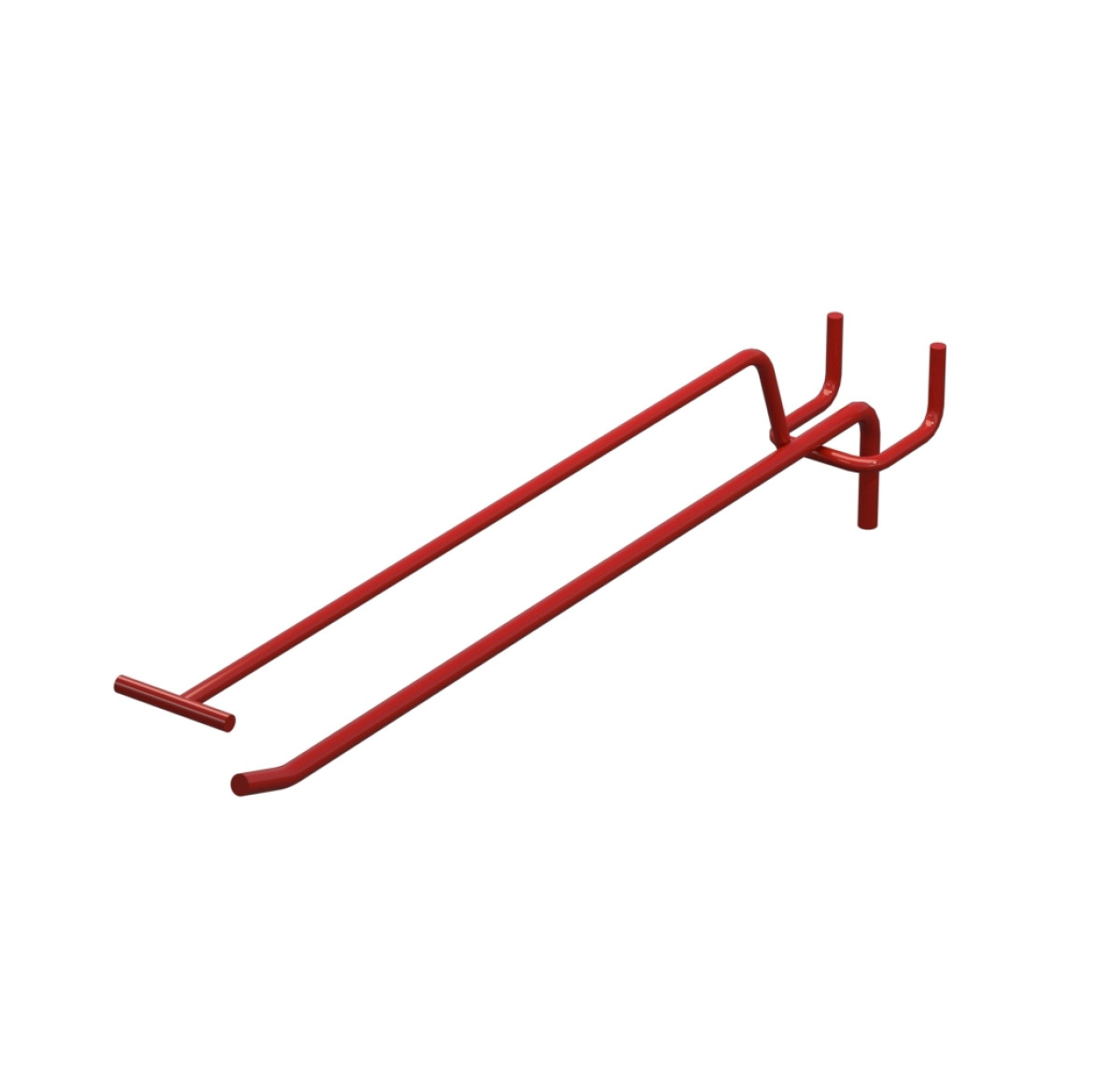 Крючок одинарный с ценникодержателем L-250 мм D-5 мм Красный