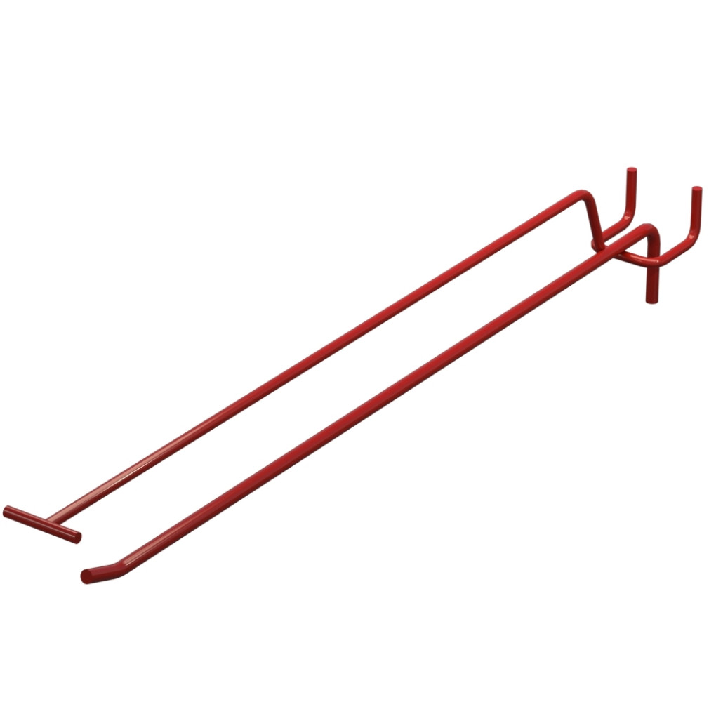 Крючок одинарный с ценникодержателем L-350 мм D-5 мм Красный