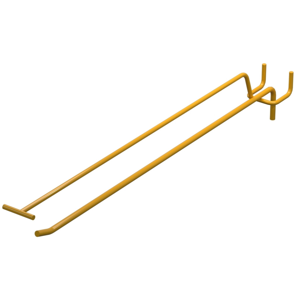 Крючок одинарный с ценникодержателем для перфорации L-350 мм, d-5, Шаг 35 Желтый RAL1023