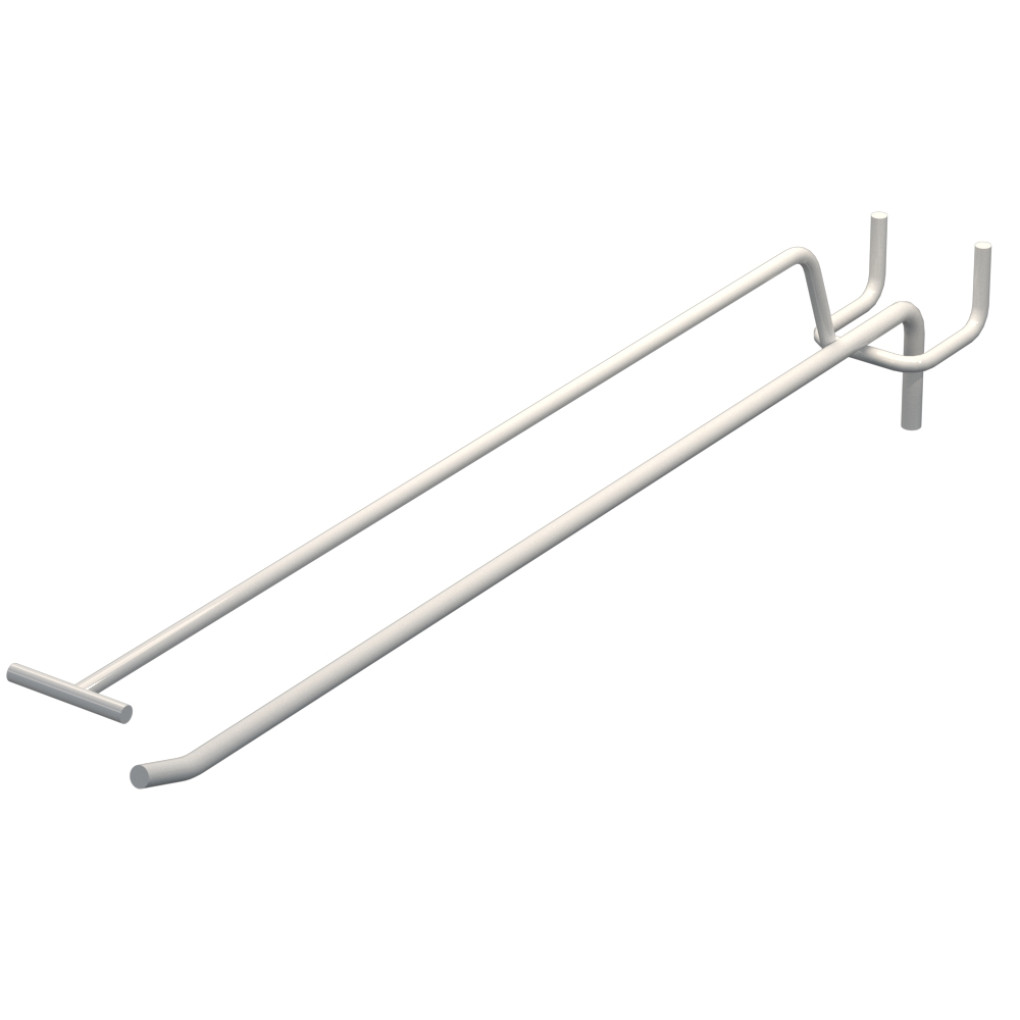 Крючок одинарный с ценникодержателем L-300 мм D-5 мм Белый