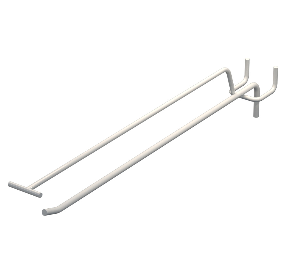 Крючок одинарный с ценникодержателем для перфорации L-300 мм, d-5, Шаг 35 Белый RAL9003