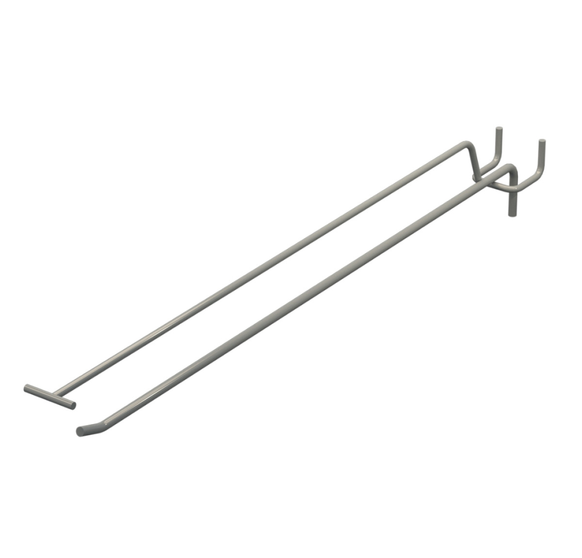 Крючок одинарный с ценникодержателем L-400 мм D-5 мм Серый
