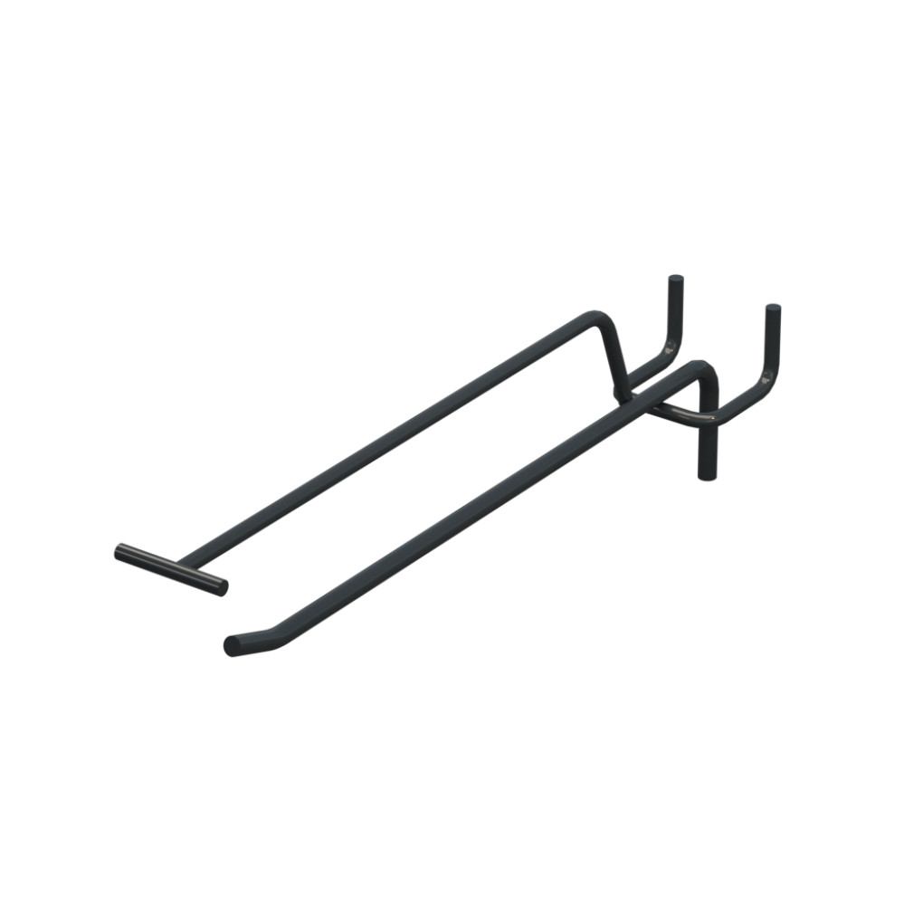 Крючок одинарный с ценникодержателем для перфорации L-200 мм, d-5, Шаг 25 Графитовый RAL7016