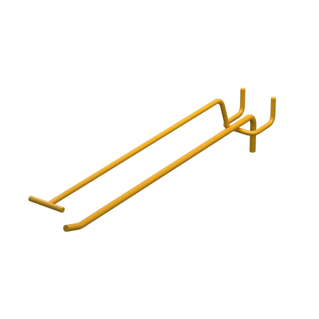 Крючок одинарный с ценникодержателем для перфорации L-250 мм, d-5, Шаг 45 Желтый RAL1023