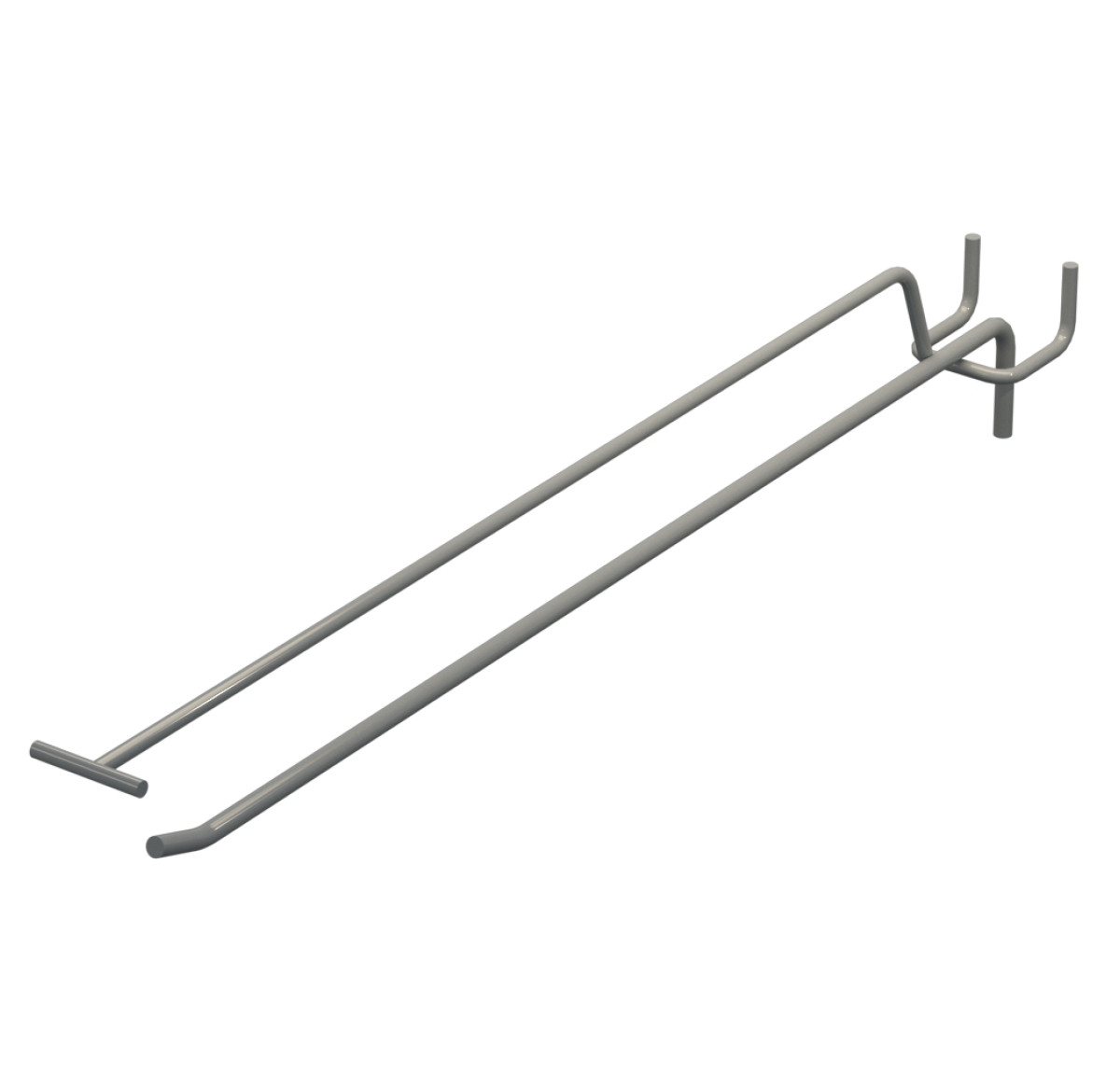 Крючок одинарный с ценникодержателем L-350 мм D-5 мм Серый