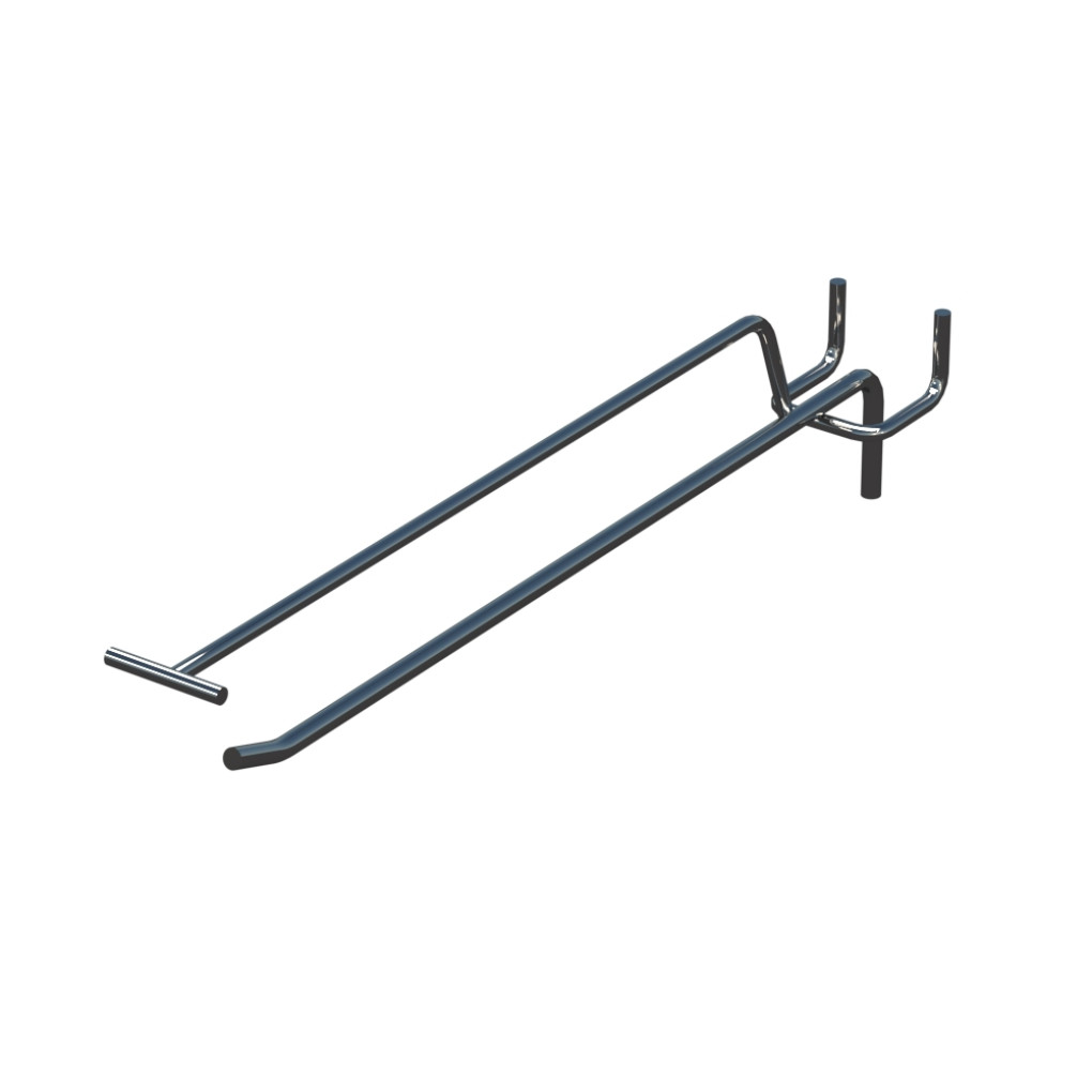 Крючок одинарный с ценникодержателем L-250 мм D-5 мм Хром