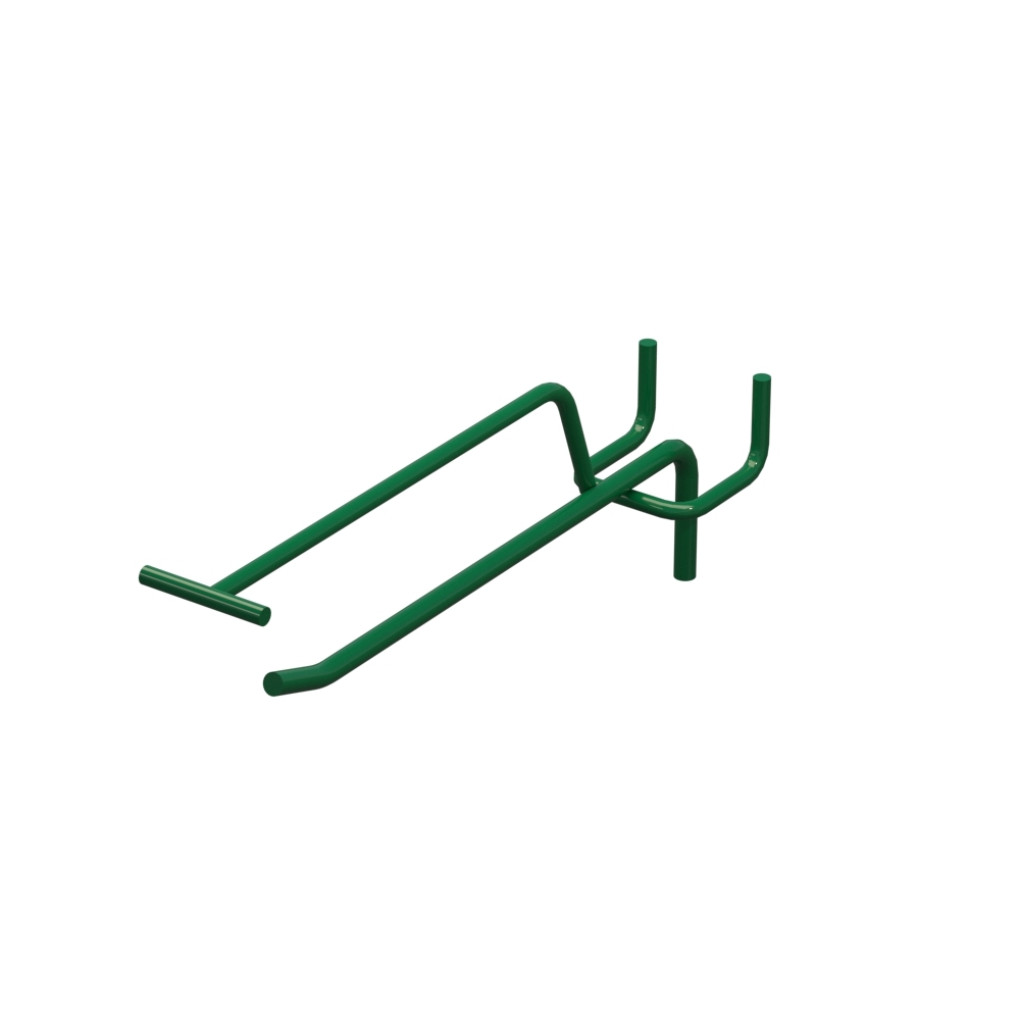 Крючок одинарный с ценникодержателем для перфорации L-150 мм, d-5, Шаг 30 Зеленый RAL6029