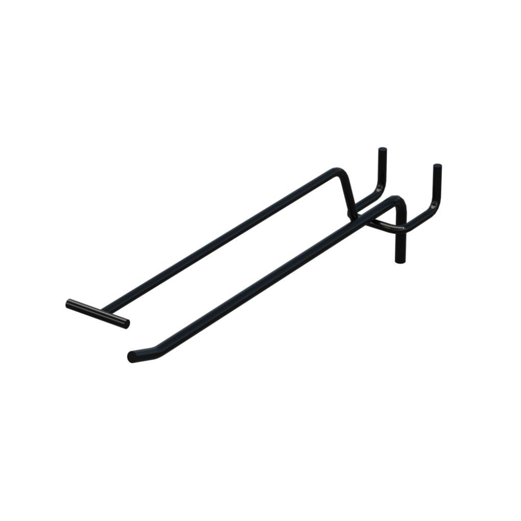 Крючок одинарный с ценникодержателем L-200 мм D-5 мм Черный