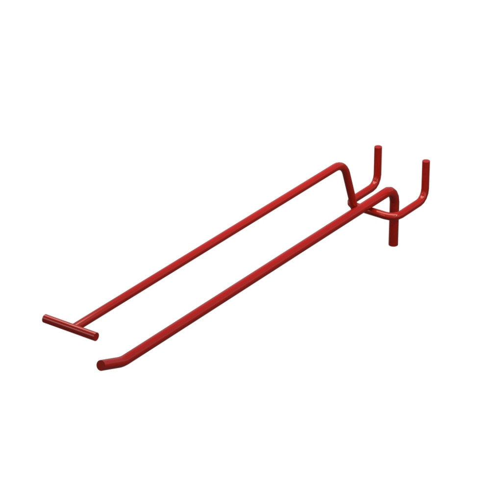 Крючок одинарный с ценникодержателем L-250 мм D-5 мм Красный